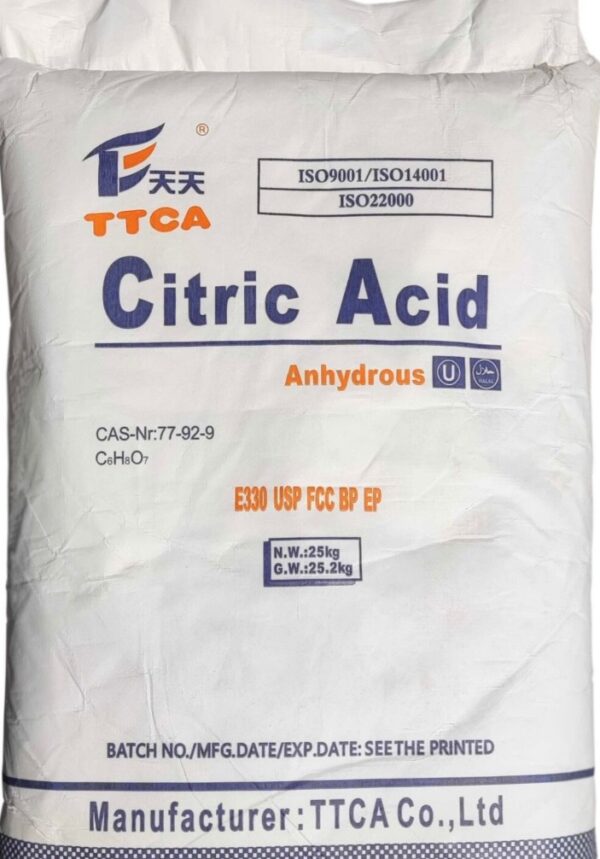سیتریک اسید خشک(بدون آب)، گرید آرایشی بهداشتی و خوراکی TTCA